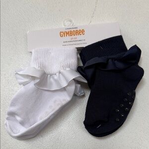 Gymboree White and Navy Ruffle Socks Set nwt
